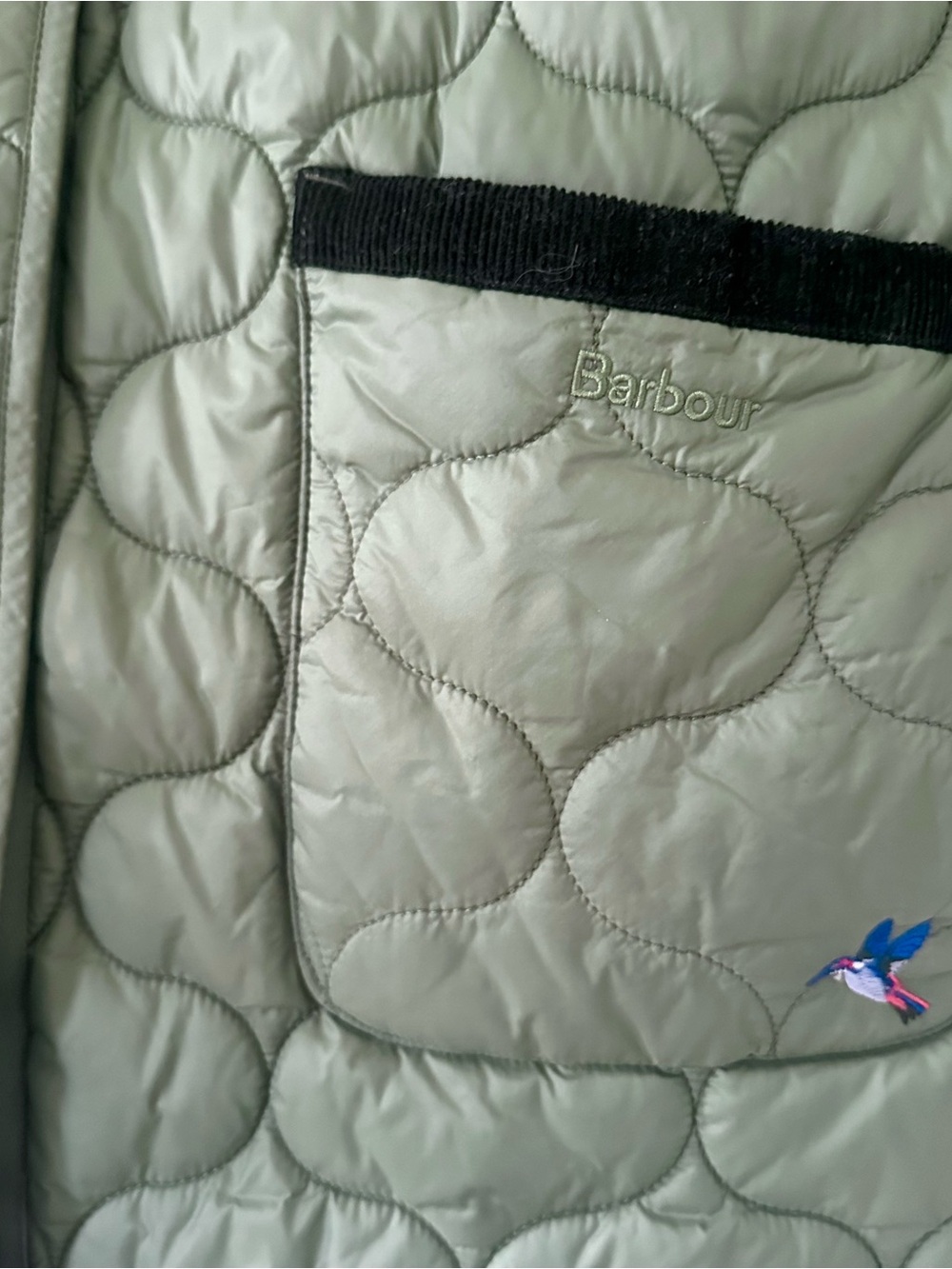 Barbour Quilted Barn Coat Green Jacket Women’s size 6 / S-M - Picture 4 of 6